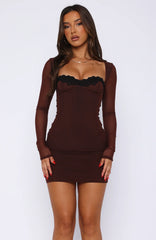 Vestido Curto Manga Longa No Other Love Chocolate