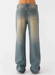 Jeans de mezclilla de pierna recta San Diego - Lavado azul