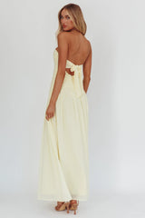 High Streets Vestido maxi sin tirantes mantequilla