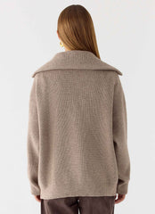 Jersey de punto Eirena con cremallera en el cuello - Canela