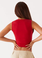 Top em Tule Recortes Beyond - Vermelho