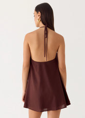 Minivestido de lino Soft Breeze - Chocolate