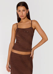 Sweet Sky Blusa con Cuentas - Chocolate