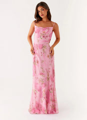 Maxivestido Orlando - Estampado floral rosa