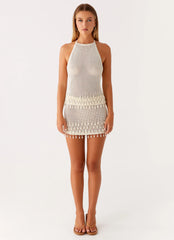 Top de ganchillo halter Escorpio - Marfil