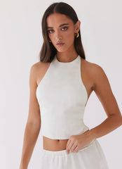 Top Halter Bree de Cetim - Pérola