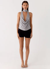 Top de cuello de vaca Shining Lights - Plateado