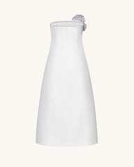 Iris Floral Print Strapless A-Line Maxi Dress - White