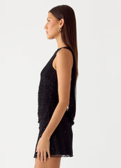 Minivestido Portofino Sparkle de malla - Negro