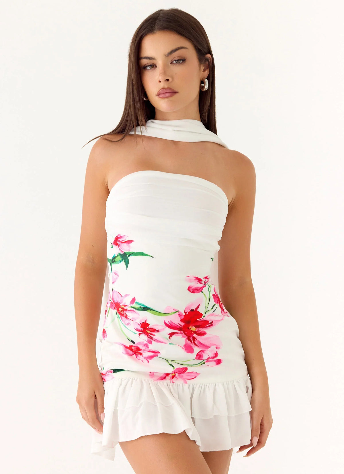 Minivestido Manon con bufanda - Arrecife de marfil