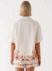 Camisa extragrande de lino Dreamy Days - Marfil
