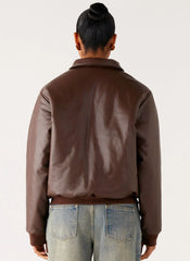 Chaqueta Bomber de Polipiel Outlands - Chocolate