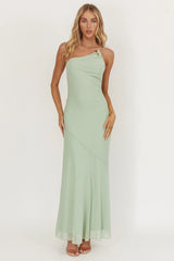 Vestido longo de um ombro só com fivela We Belong Together Mint