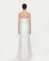 Strapless Floral Polyester Dress - White