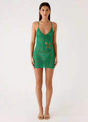 Minivestido de ganchillo Havana Haze - Verde esmeralda