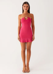 Vestido mini sin tirantes Hurts Like Hell - Fucsia