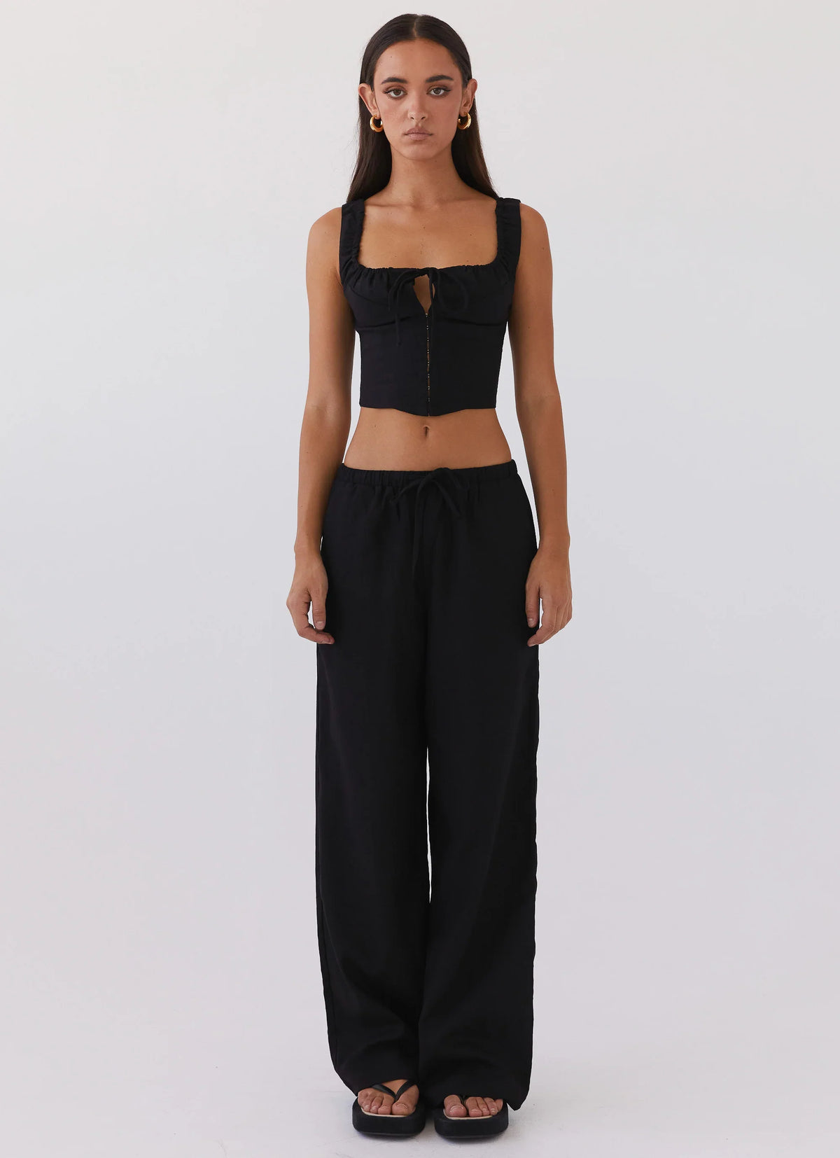 Pantalones de Lino Fresh Face - Negro