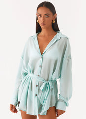 Camisa de chifón extragrande Miley - Azul pálido