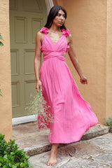 Vestido Madara Laced Back con volantes, Rosa intenso