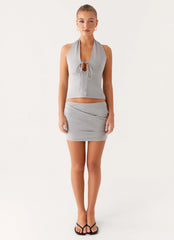 Top Amia Halter - Cinza Mescla