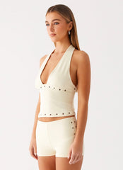 Top halter Roxy - Amarillo pálido