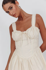 Minivestido Florabella Corset com Laço Creme