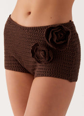 Shorts Maia Rose Crochet Curto - Chocolate
