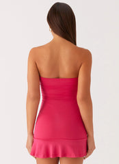 Vestido mini sin tirantes Hurts Like Hell - Fucsia