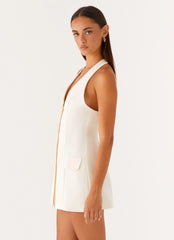 Minivestido Mira con cuello halter - Marfil
