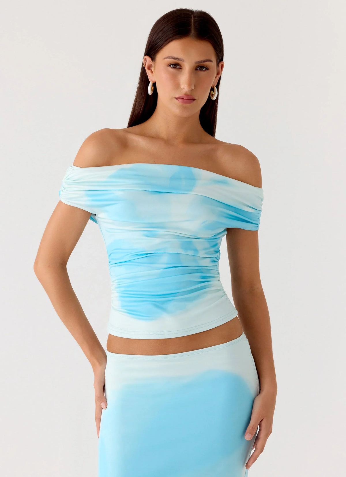 Top Moka con hombros descubiertos - Azul floreado