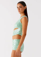 Blusa Travis com Lantejoulas - Verde-sálvia