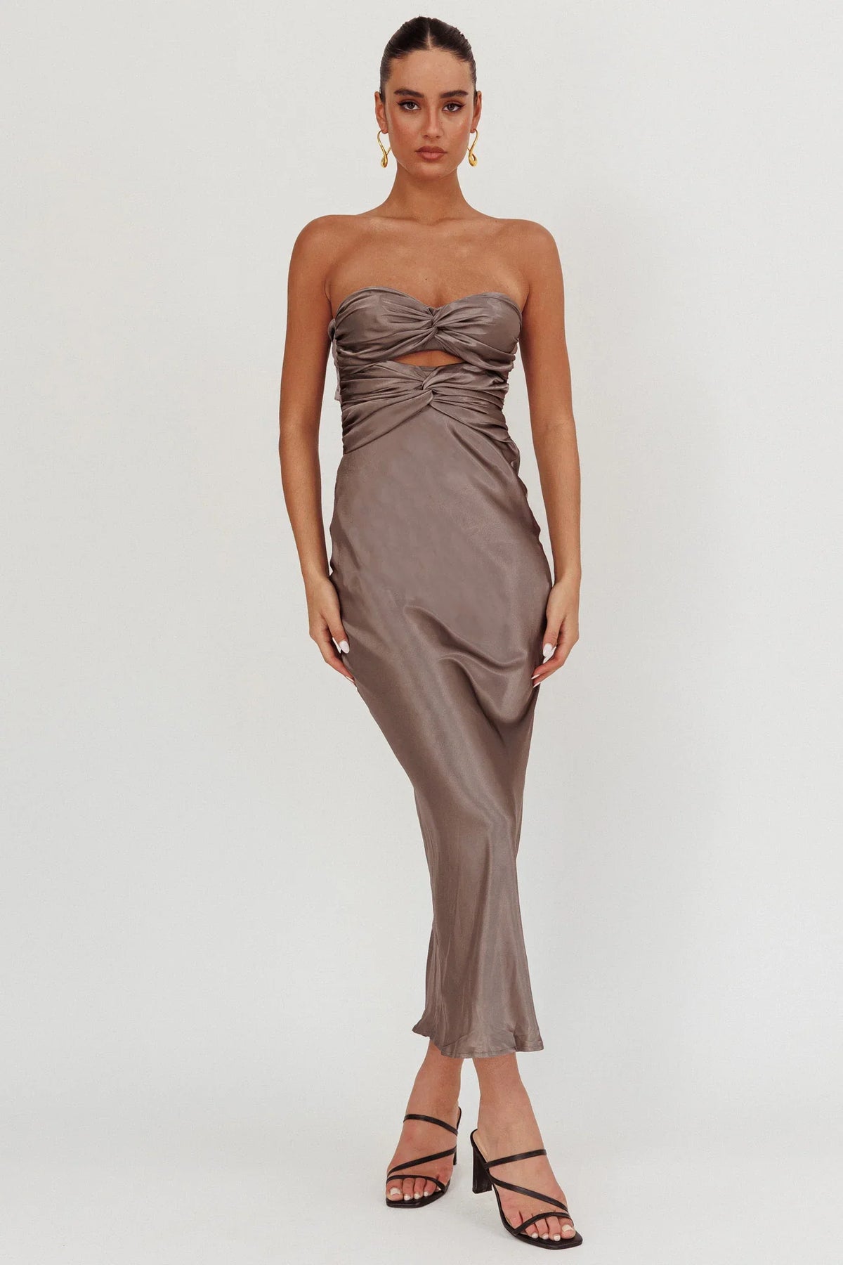 Vestido Midi Good Impression Double Twist Carvão
