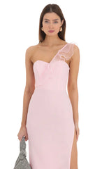 Vestido Corset de Um Ombro Só Rosa