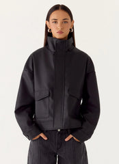 Chaqueta bomber James de PU - Negro