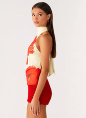 Top Felicity Halter - Estampa Floral Escarlate