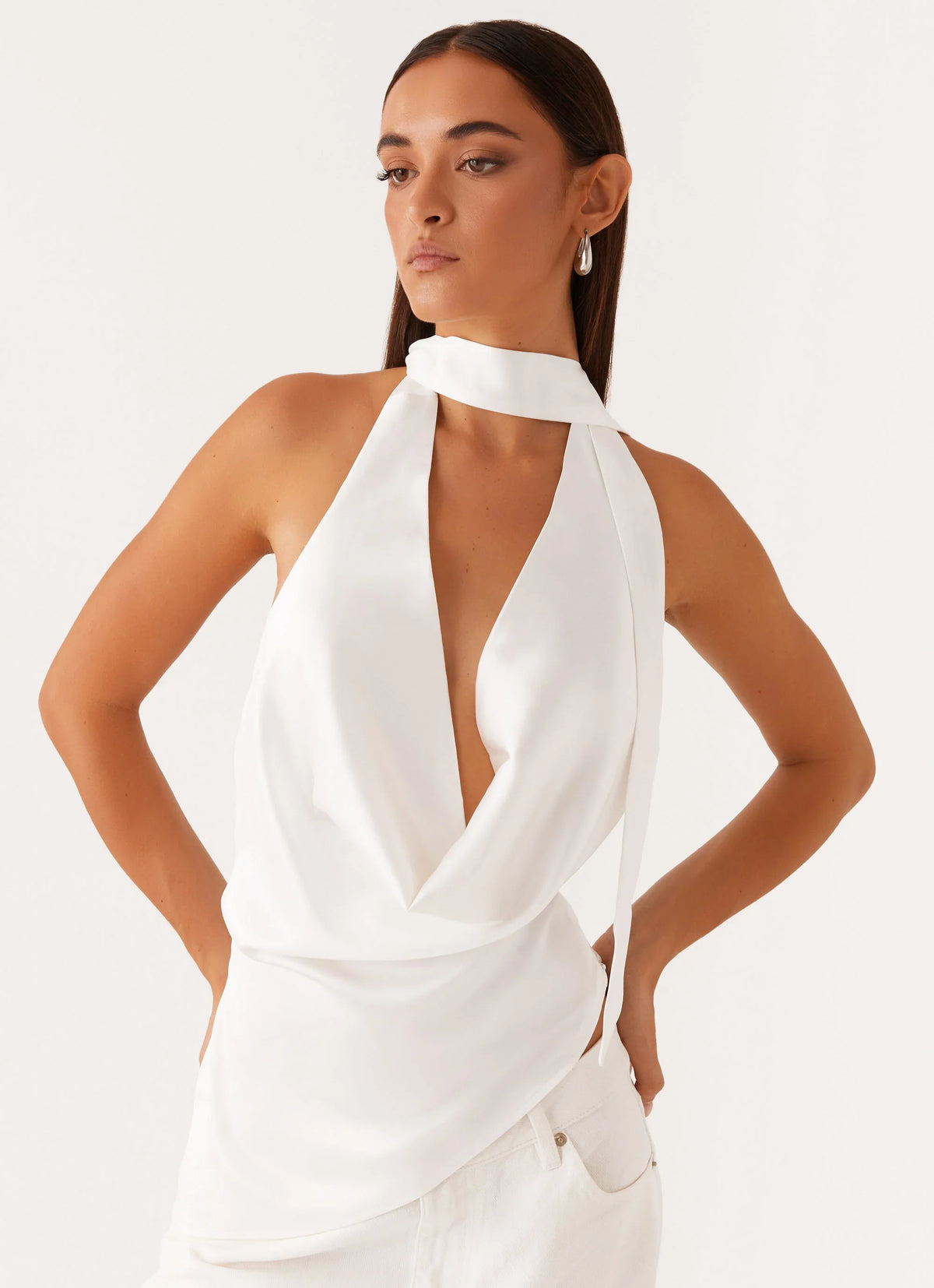 Top Halter Nina con Pañuelo - Blanco