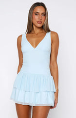 Mini Vestido de Tule Guessing Games Azul Bebê