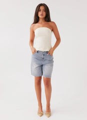 Stephanie Linen Tube Top - Ivory Cream