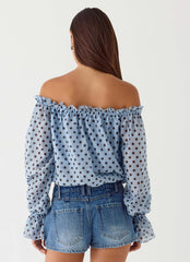 Top Tedara - Bolinhas Azul Mocha