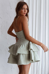 Vestido Bella Donna Tomara Que Caia Com Babados Pistache