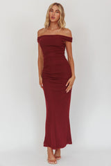 Vestido Midi In Blooms Off Shoulder de Tule Vinho