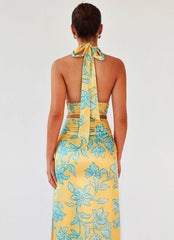 Top Cropped Amalia Transpassado - Golden Bloom