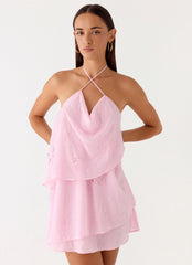 Mini vestido con abalorios On The Go - Rosa