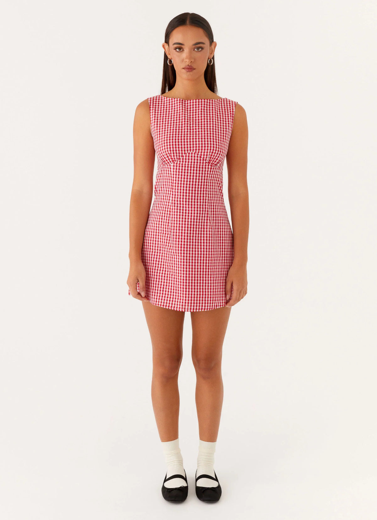 Minivestido Lotus con Lazo a la Espalda - Cuadros Vichy Rojos