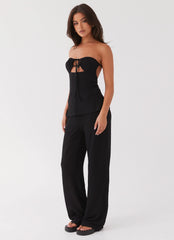 Jadey Waffle Pants - Negro