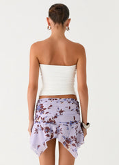 Minifalda asimétrica de tiro bajo Altego - Estampado floral lila antiguo