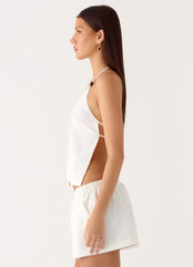 Top Halter de Linho Millo - Marfim