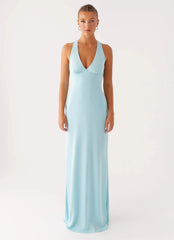 Vestido longo Desi com gola halter - Verde menta