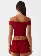 Top Trixie Twist con hombros descubiertos - Granate