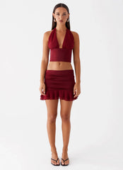 Top halter de gasa Kitty - Rojo cereza